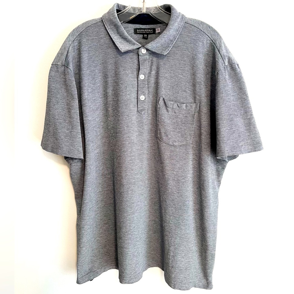 Banana Republic Men’s Cotton Pique Polo Shirt Blue/Gray Size XXL